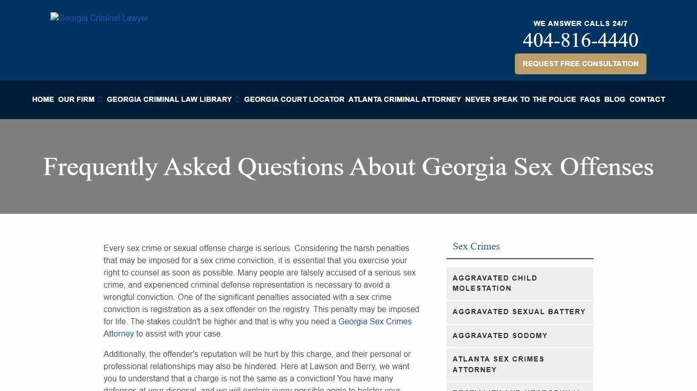 Frequently Asked Questions About Georgia Sex Offenses Georgia Criminal Lawyer