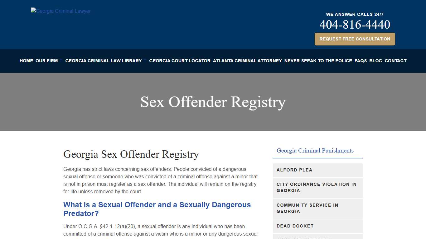 Sex Offender Registry Georgia Criminal Lawyer